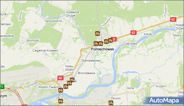 mapa Pomiechowo, Pomiechowo na mapie Targeo