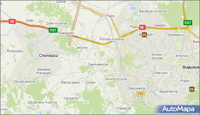 mapa Porosły, Porosły na mapie Targeo