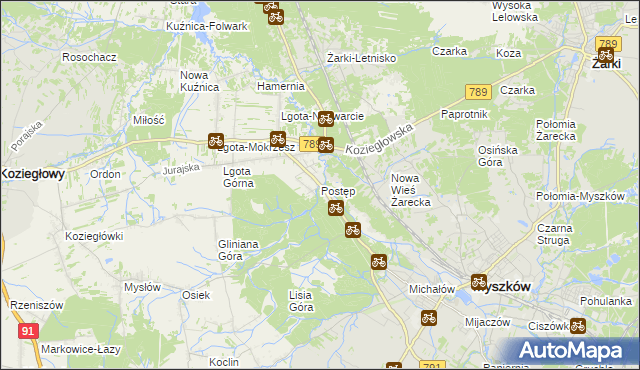 mapa Postęp, Postęp na mapie Targeo