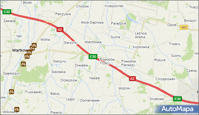 mapa Powodów Trzeci, Powodów Trzeci na mapie Targeo