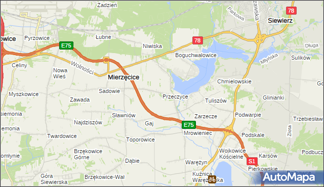 mapa Przeczyce, Przeczyce na mapie Targeo