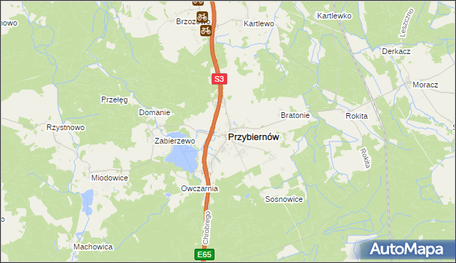 mapa Przybiernów, Przybiernów na mapie Targeo