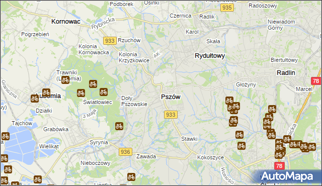 mapa Pszów, Pszów na mapie Targeo