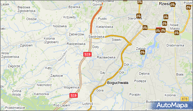 mapa Racławówka, Racławówka na mapie Targeo