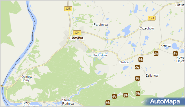 mapa Radostów gmina Cedynia, Radostów gmina Cedynia na mapie Targeo