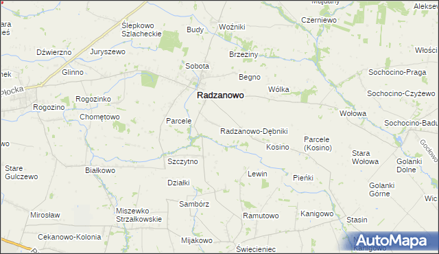 mapa Radzanowo-Dębniki, Radzanowo-Dębniki na mapie Targeo