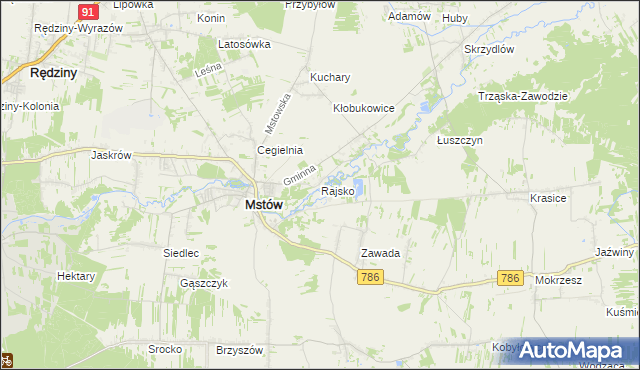 mapa Rajsko gmina Mstów, Rajsko gmina Mstów na mapie Targeo