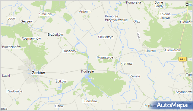 mapa Rogaszyce gmina Żerków, Rogaszyce gmina Żerków na mapie Targeo