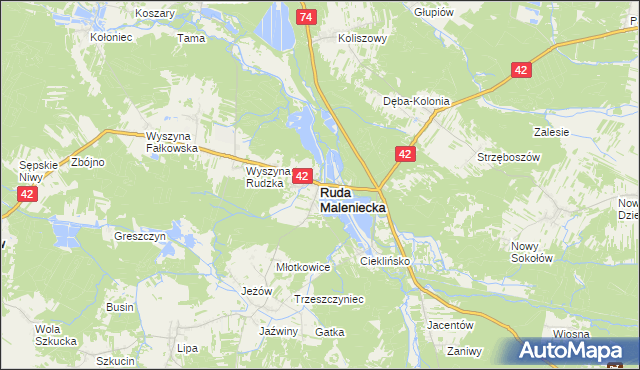 mapa Ruda Maleniecka, Ruda Maleniecka na mapie Targeo