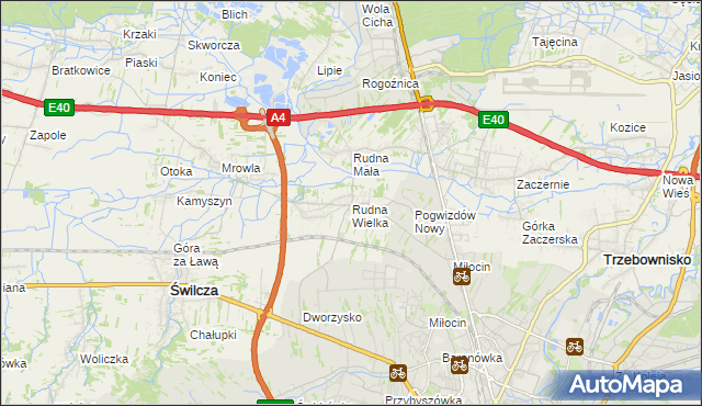 mapa Rudna Wielka gmina Świlcza, Rudna Wielka gmina Świlcza na mapie Targeo