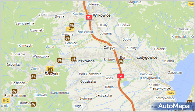 mapa Rybarzowice, Rybarzowice na mapie Targeo