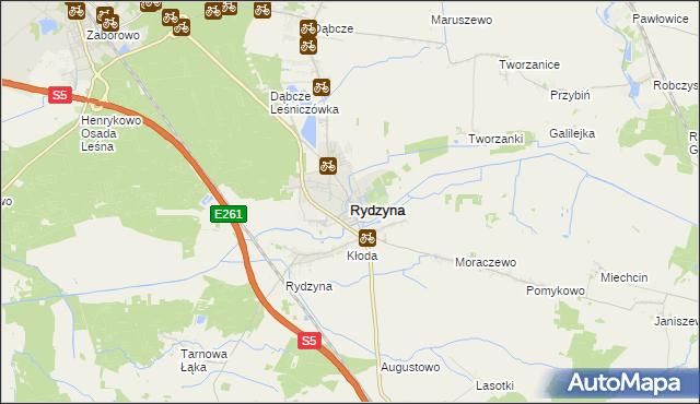 mapa Rydzyna powiat leszczyński, Rydzyna powiat leszczyński na mapie Targeo