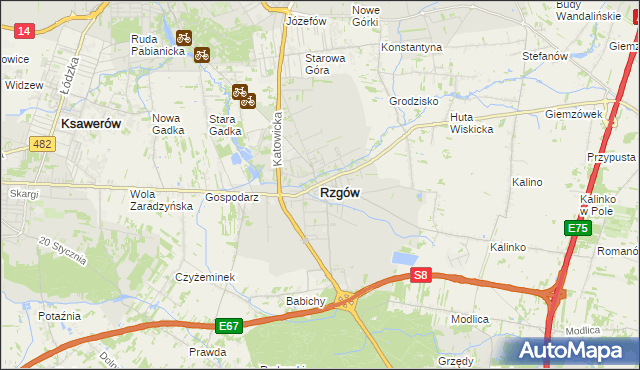 mapa Rzgów powiat łódzki wschodni, Rzgów powiat łódzki wschodni na mapie Targeo