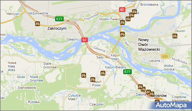 mapa Sady gmina Czosnów, Sady gmina Czosnów na mapie Targeo