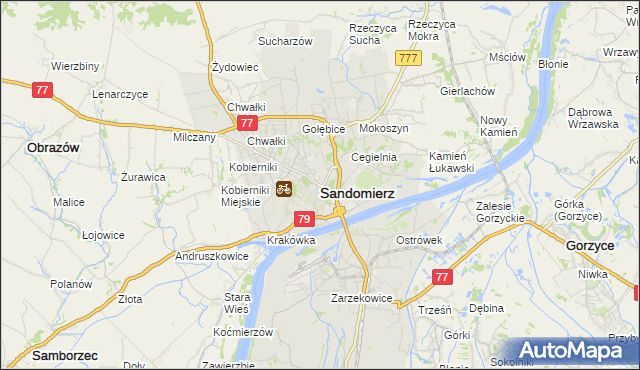 mapa Sandomierza, Sandomierz na mapie Targeo