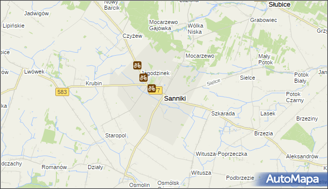 mapa Sanniki powiat gostyniński, Sanniki powiat gostyniński na mapie Targeo