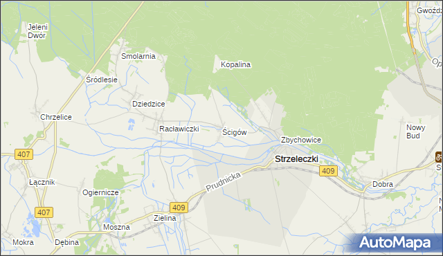 mapa Ścigów, Ścigów na mapie Targeo