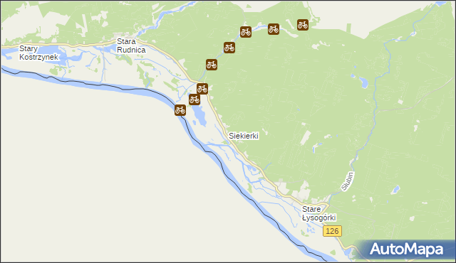 mapa Siekierki gmina Cedynia, Siekierki gmina Cedynia na mapie Targeo