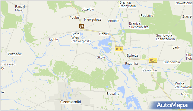 mapa Skoki gmina Czemierniki, Skoki gmina Czemierniki na mapie Targeo