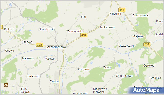 mapa Skowronki gmina Gostyń, Skowronki gmina Gostyń na mapie Targeo