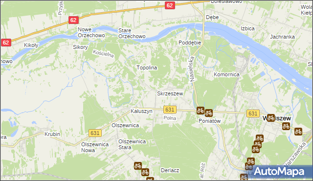 mapa Skrzeszew gmina Wieliszew, Skrzeszew gmina Wieliszew na mapie Targeo