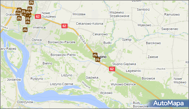 mapa Słupno powiat płocki, Słupno powiat płocki na mapie Targeo