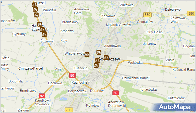 mapa Sochaczew, Sochaczew na mapie Targeo