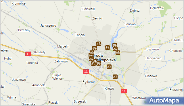 mapa Środa Wielkopolska, Środa Wielkopolska na mapie Targeo