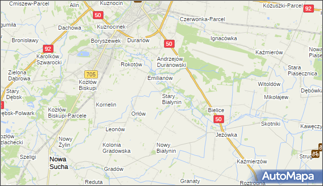 mapa Stary Białynin, Stary Białynin na mapie Targeo