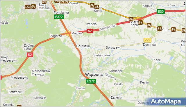 mapa Stefanówka gmina Wiązowna, Stefanówka gmina Wiązowna na mapie Targeo