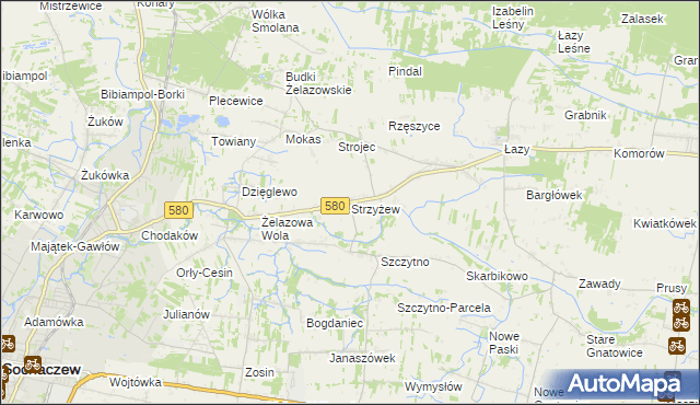 mapa Strzyżew gmina Kampinos, Strzyżew gmina Kampinos na mapie Targeo