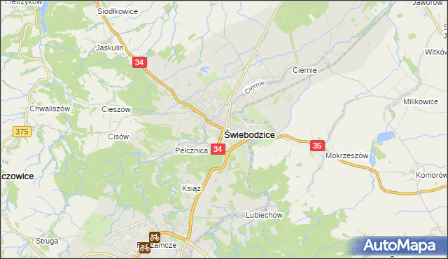 mapa Świebodzice, Świebodzice na mapie Targeo