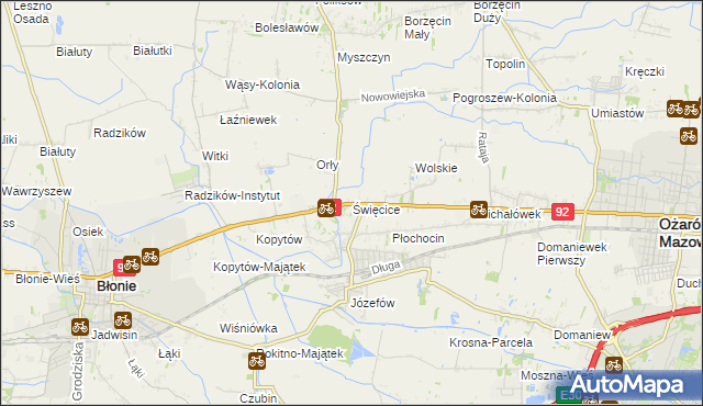 mapa Święcice gmina Ożarów Mazowiecki, Święcice gmina Ożarów Mazowiecki na mapie Targeo