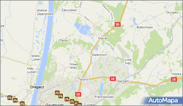 mapa Świerkocin gmina Grudziądz, Świerkocin gmina Grudziądz na mapie Targeo