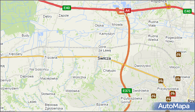 mapa Świlcza, Świlcza na mapie Targeo