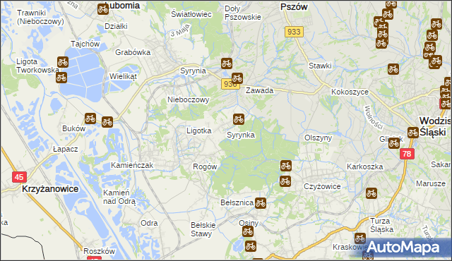 mapa Syrynka, Syrynka na mapie Targeo