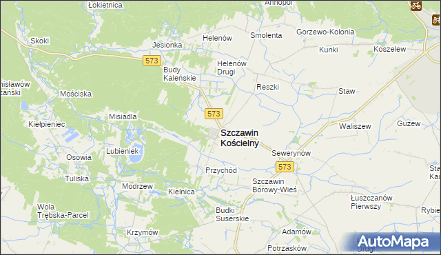 mapa Szczawin Kościelny, Szczawin Kościelny na mapie Targeo