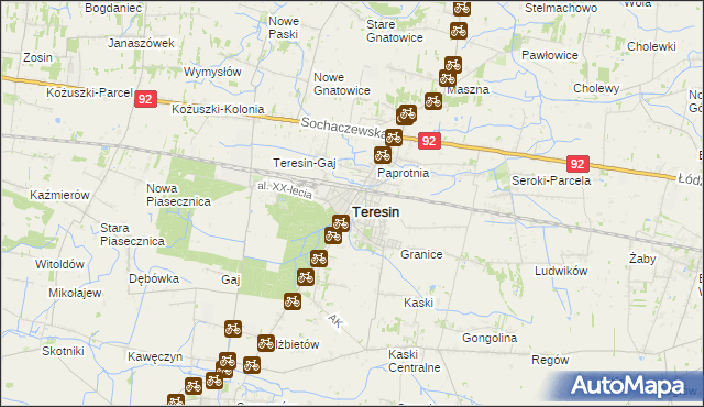 mapa Teresin powiat sochaczewski, Teresin powiat sochaczewski na mapie Targeo