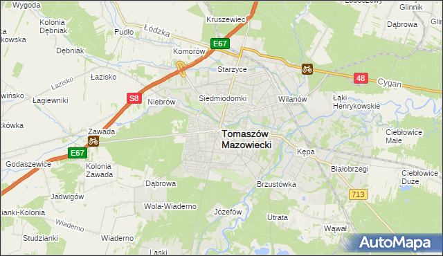 mapa Tomaszów Mazowiecki, Tomaszów Mazowiecki na mapie Targeo