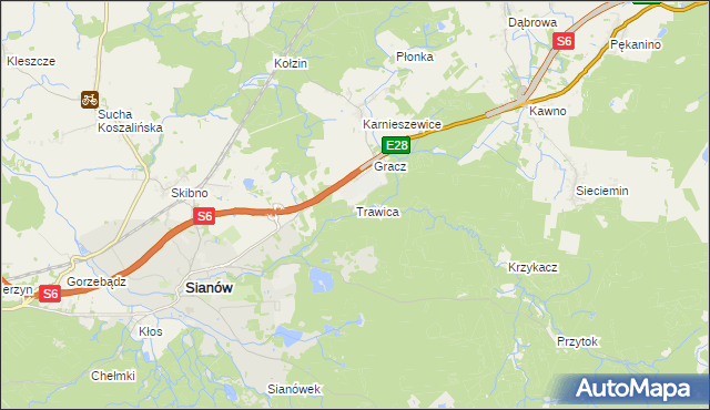 mapa Trawica, Trawica na mapie Targeo