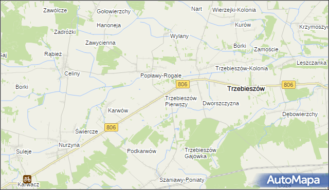 mapa Trzebieszów Pierwszy, Trzebieszów Pierwszy na mapie Targeo