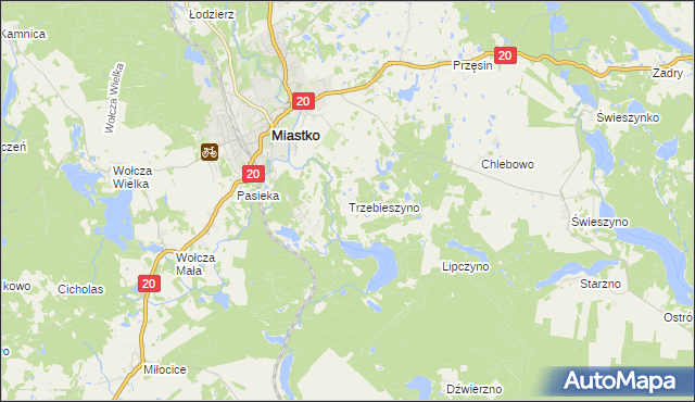 mapa Trzebieszyno, Trzebieszyno na mapie Targeo