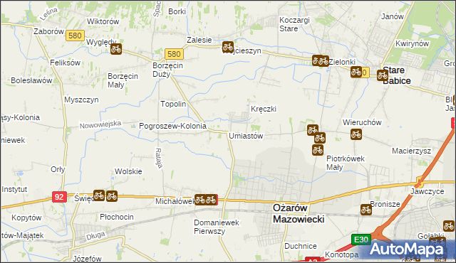 mapa Umiastów, Umiastów na mapie Targeo