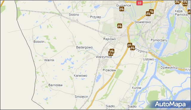 mapa Warzymice, Warzymice na mapie Targeo