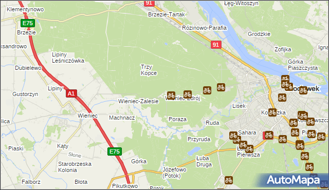 mapa Wieniec-Zdrój, Wieniec-Zdrój na mapie Targeo