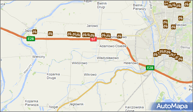 mapa Władysławowo gmina Elbląg, Władysławowo gmina Elbląg na mapie Targeo