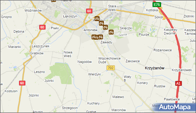 mapa Wojciechowice Duże, Wojciechowice Duże na mapie Targeo