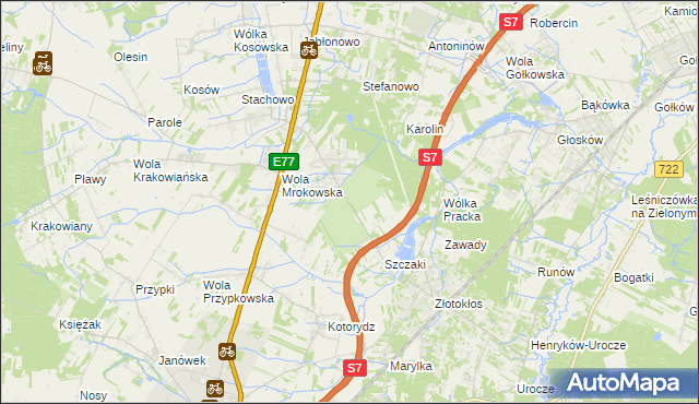 mapa Wola Mrokowska, Wola Mrokowska na mapie Targeo