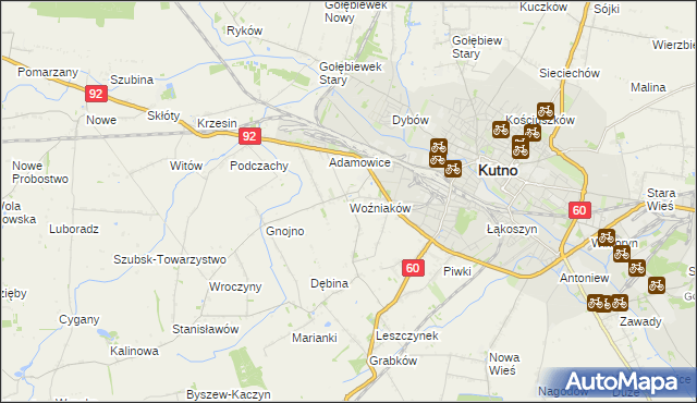 mapa Woźniaków, Woźniaków na mapie Targeo