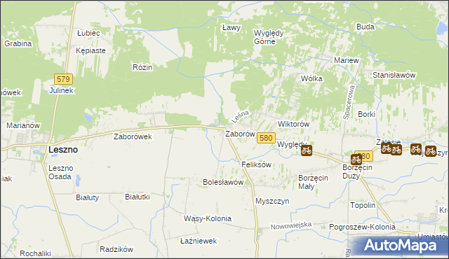 mapa Zaborów gmina Leszno, Zaborów gmina Leszno na mapie Targeo